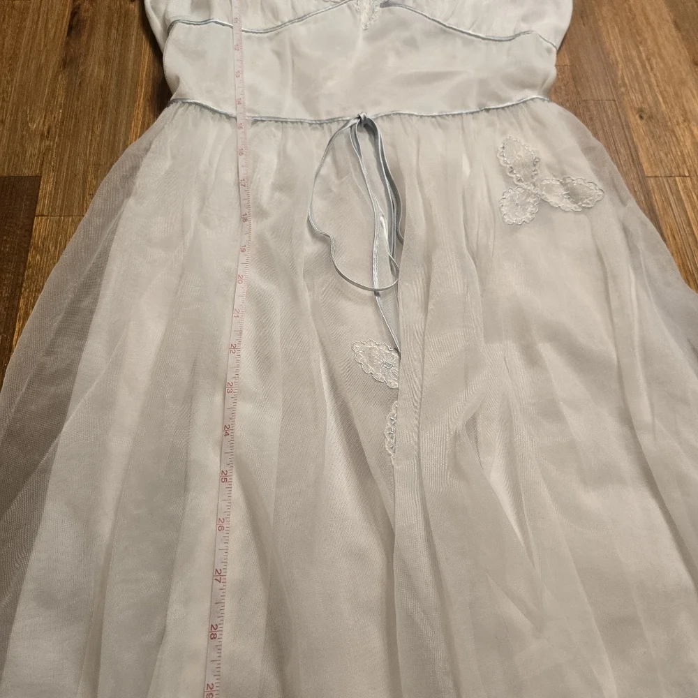 VTG 50s White Sheer Nylon Embroidered Nightgown Peignoir Dress - Coquette S/ - Picture 10 of 16